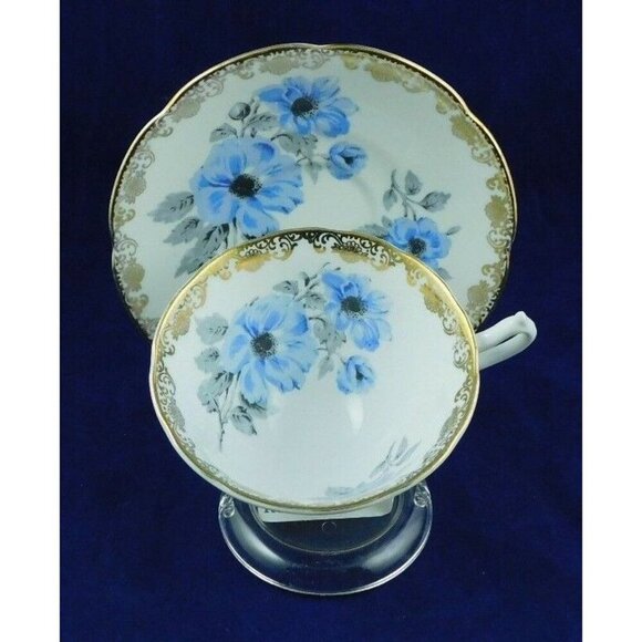 Collingwoods Anemone Blue Tea Cup and Saucer - Picture 1 of 6